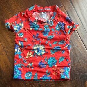 Janie and Jack Red Floral Kids Swim Rashguard
